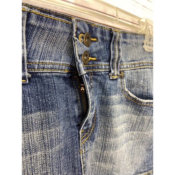 Bubblegum‎ Juniors Size 5/6 Distressed Denim Blue Jean Boho Mini Skirt - Picture 8 of 8